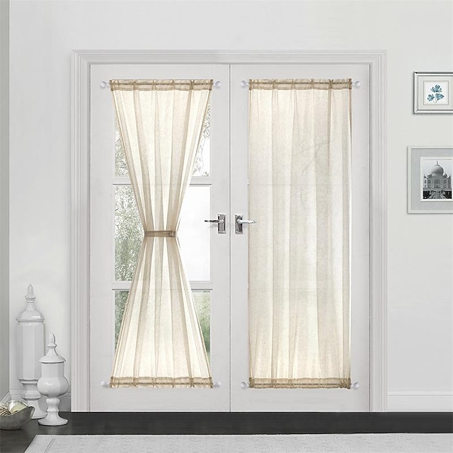 Black French Door Curtain Thermal Insulated Room Darkening Door Curtain