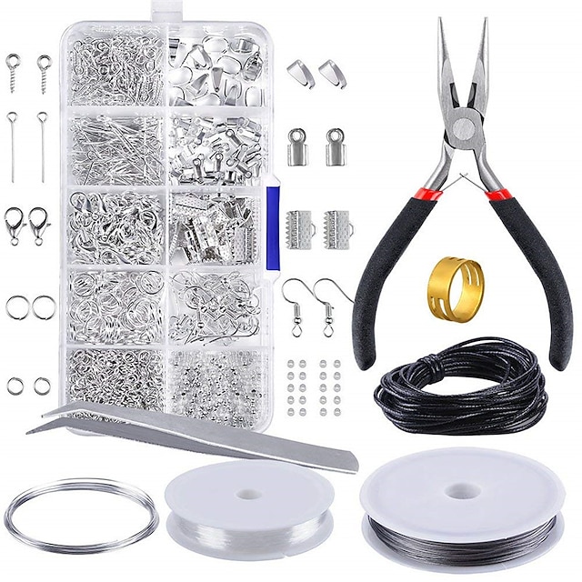  10 Grid Jewelry Accessories Combination Set Open Loop Closed Loop Lobster Clasp Ring Hand Tool Pliers