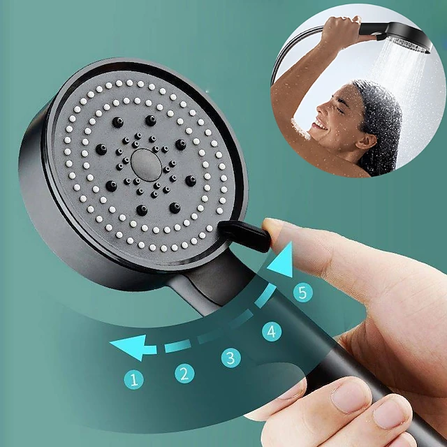 Shower Head High Pressure Handheld Spray with 5 Mode Showerhead, Adjustable High-Pressure Water Saving Shower Head Held, Shower Bathroom Accessories 14