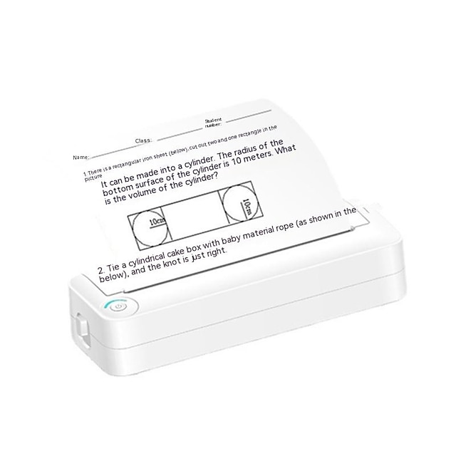  Tragbarer Minidrucker Bluetooth HD A4 Thermopapier Kartendurchzug Hausaufgabenpapiere Tintenloser Drucker