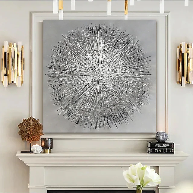 Oil Painting Hand Painted Square Abstract Pop Art Modern Rolled Canvas (No Frame) 12