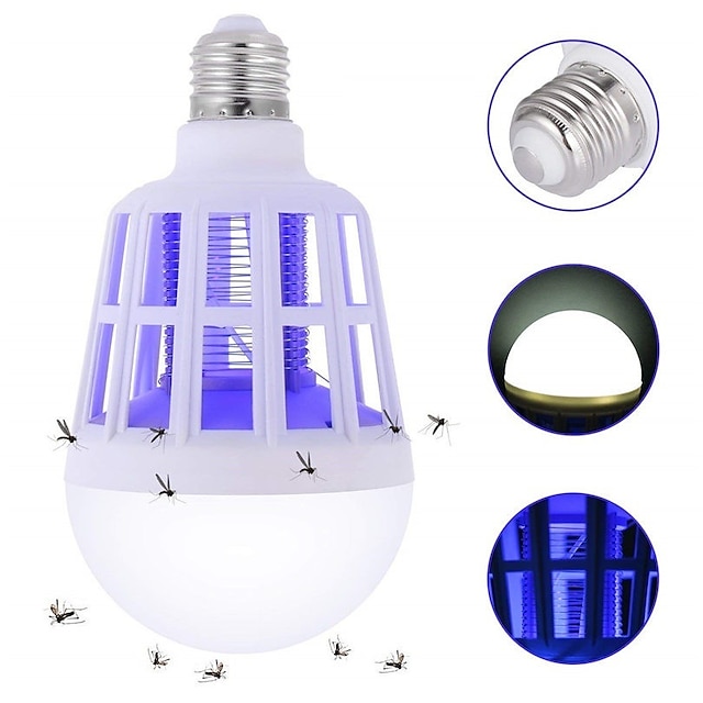  1PCS Electronic 2in1Mosquito Killer Lamp UV Led Bug Zapper Light Bulb Insect Trap Fly Killer
