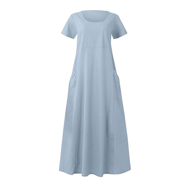 Women's Casual Dress Cotton Linen Dress Swing Dress Maxi long Dress ...