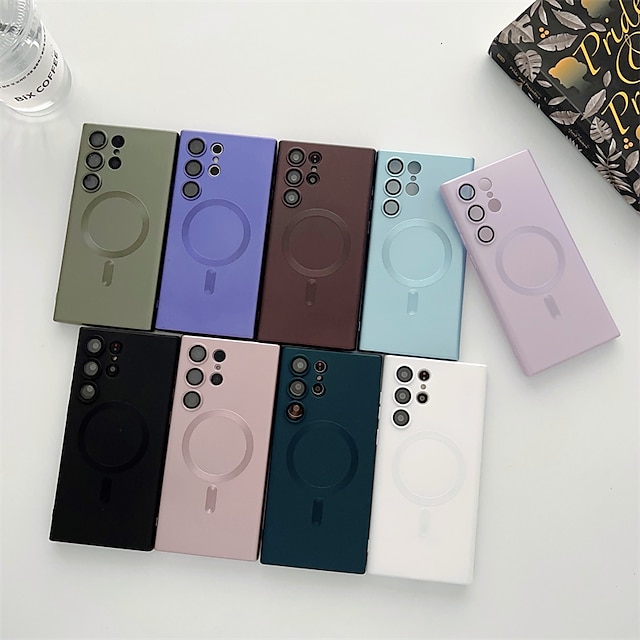  Phone Case For Samsung Galaxy S24 S23 S22 S21 S20 Plus Ultra Back Cover With Magsafe Magnetic Solid Colored TPU