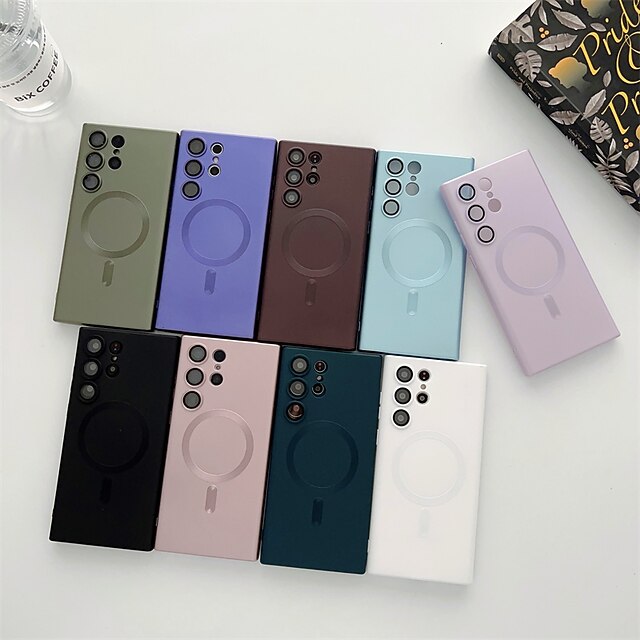Phone Case For Samsung Galaxy S24 S23 S22 S21 Ultra Plus Back Cover With Magsafe Magnetic Solid Colored TPU2