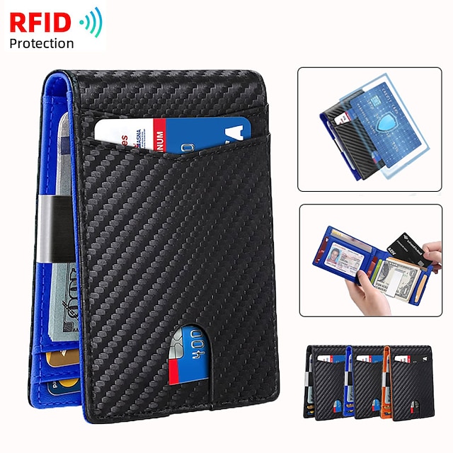 Credit Card Holder Wallet Carbon Fiber Name Card Holder with Magnetic ...