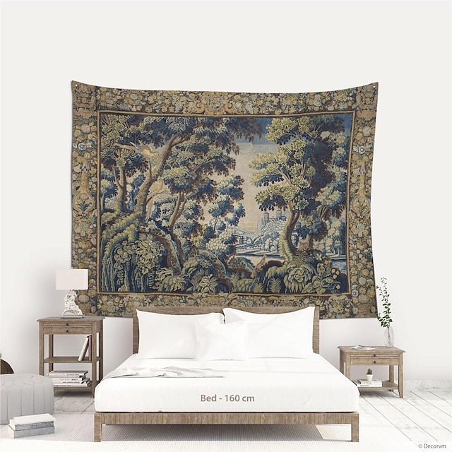  middelalderlig maleri vægtapet victoria kunst indretning tæppe gardin hængende hjem soveværelse stue dekoration