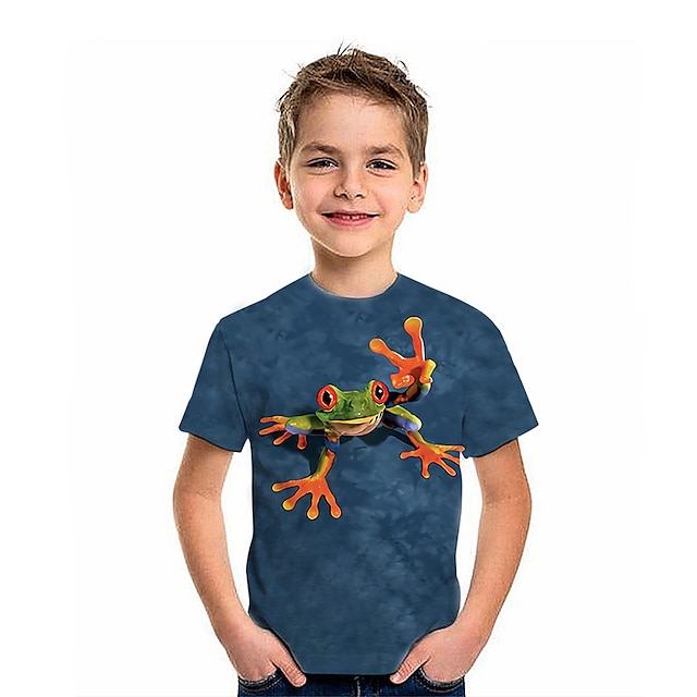  kinderkleidung Jungen T-Shirt Tee Graphic Tier Kurzarm Rundhalsausschnitt Kinder oben Outdoor 3D-Druck Sport Modisch Täglich Sommer Marineblau 2-13 Jahre