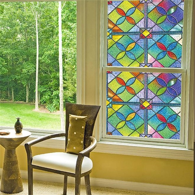  100X45cm PVC Frosted Static Cling Stained Glass Film Window Privacy Sticker Home Bathroom Decortion