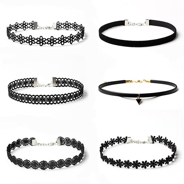  náhrdelník krajkový chocker set černý sametový choker set klasické gotické tetování krajkové chokers punk & goth lolita cosplay dámská bižuterie módní šperky