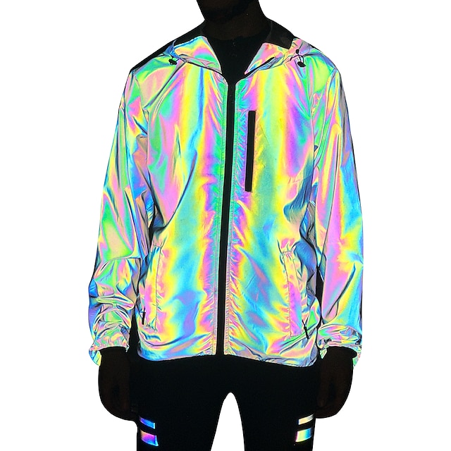  Wosawe, chaqueta reflectante colorida con capucha para ciclismo y carrera para hombre, chaqueta impermeable y a prueba de viento