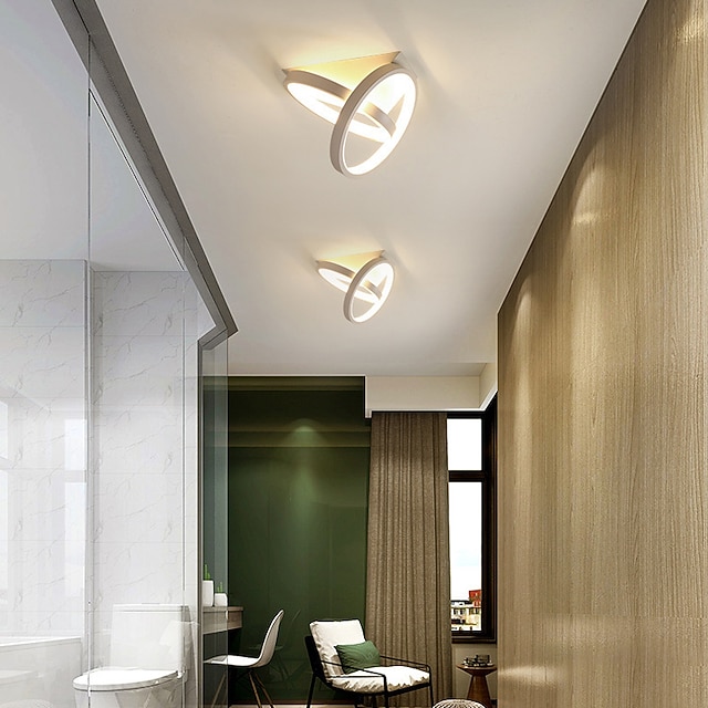  plafoniera a led 1 luce 22 cm design ad anello luci da incasso plafoniera in metallo per corridoio portico bar lampade da balcone loft creativo bianco caldo / bianco 110-240 v