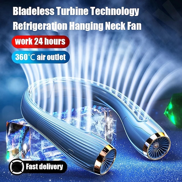  Neck Fan USB Bladeless Turbo Small Neckband Fan Rechargeable Mute Portable For Sport Folding Electric Cooling Fan