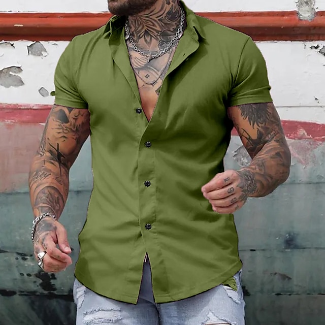 Men's Shirt Summer Shirt Button Up Shirt Casual Shirt Black White ...