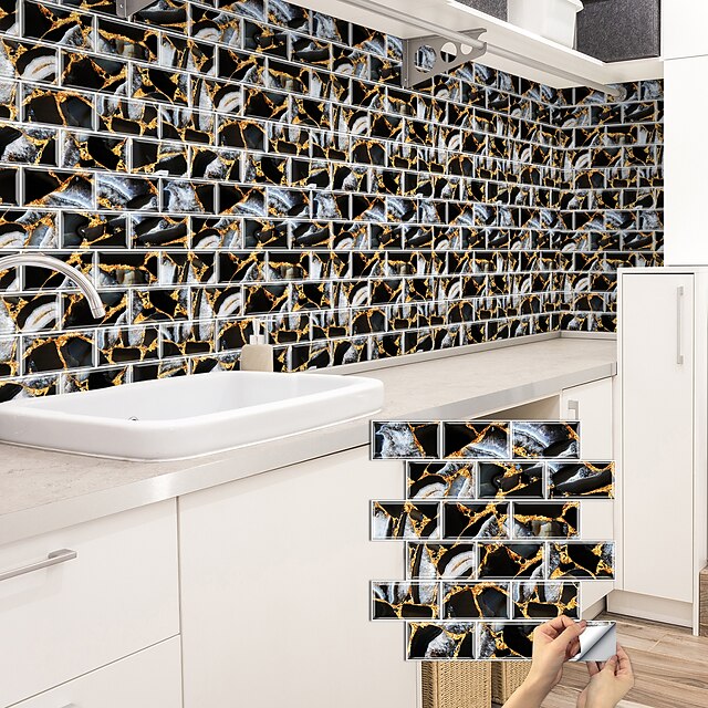  1 hoja de pegatinas de azulejos para pelar y pegar, azulejos contra salpicaduras para cocina, pegatinas autoadhesivas para azulejos de pared, salpicaduras traseras para baño