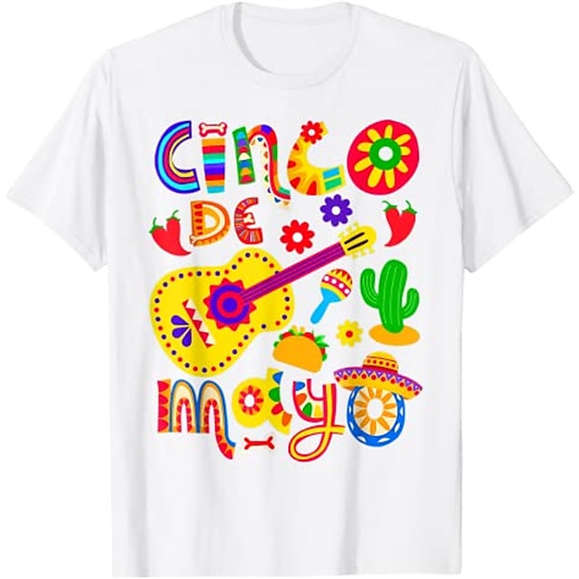 メキシカンティー シンコ・デ・マヨ フィエスタ Tシャツ プリント ストリートスタイル Tシャツ メンズ レディース ユニセックス 大人用 ホットスタンプ 綿100% カジュアル デイリー