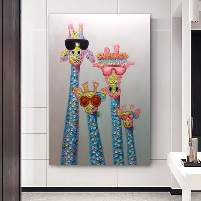  olieverfschilderij handgemaakte handgeschilderde kunst aan de muur abstracte giraffe kwekerij huisdecoratie decor uitgerekt frame klaar om op te hangen