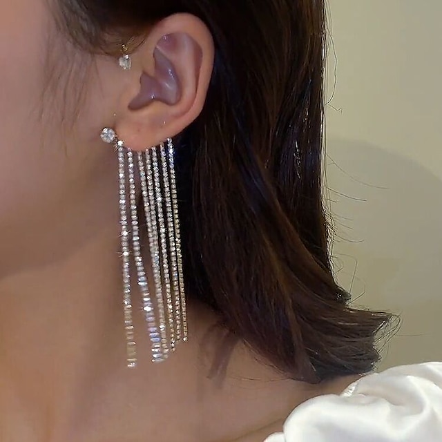  Women's Clip on Earring Earrings Tassel Fringe Cat Claw European Oversized Earrings Jewelry Silver / Golden For Wedding Carnival Festival 1PC