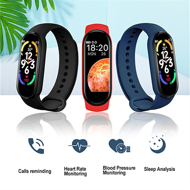  M7 Smart Watch 0.96 inch Smart Band Fitness Bracelet Bluetooth Pedometer Call Reminder Sleep Tracker Compatible with Smartphone Women Men Message Reminder Step Tracker IP 67 20mm Watch Case
