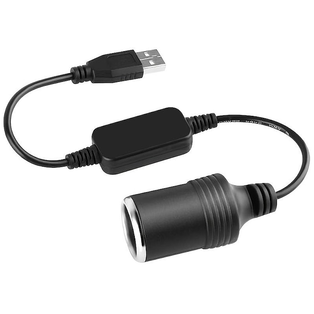  Converter Adapter Wired Controller USB Port to 12V Car Cigarette Lighter Socket Female Power Cord