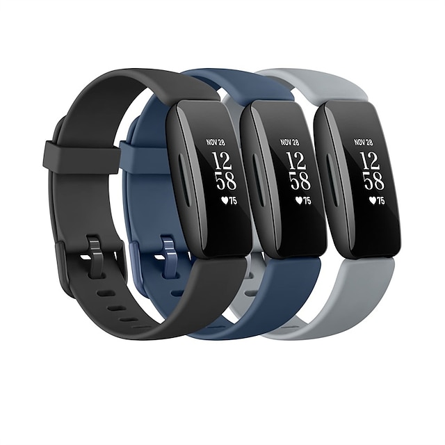  verpakking van 3 stuks Slimme horlogeband Compatibel met: Fitbit Inspire 3 Inspire 2 / Inspire HR / Inspire Siliconen Smartwatch Band Waterbestendig Verstelbaar Vrouwen mannen Sportband Vervanging