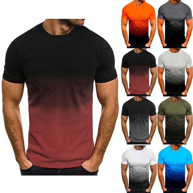  Men's Hiking Tee shirt Short Sleeve Tee Tshirt Top Outdoor Breathable Quick Dry Lightweight Summer Polyester Black And White Black Grey Black Red Fishing Climbing Camping / Hiking / Caving