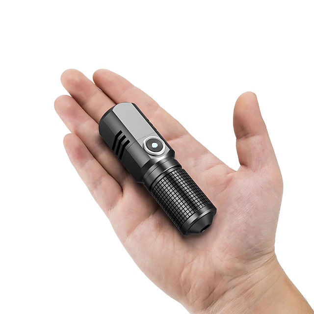XHP50 Powerful LED Flashlight 1500lm 3 Modes USB C Rechargeable Mini Flashlight Torch Lamp Military Camping Flashlights Can Be Closed with One Click 12