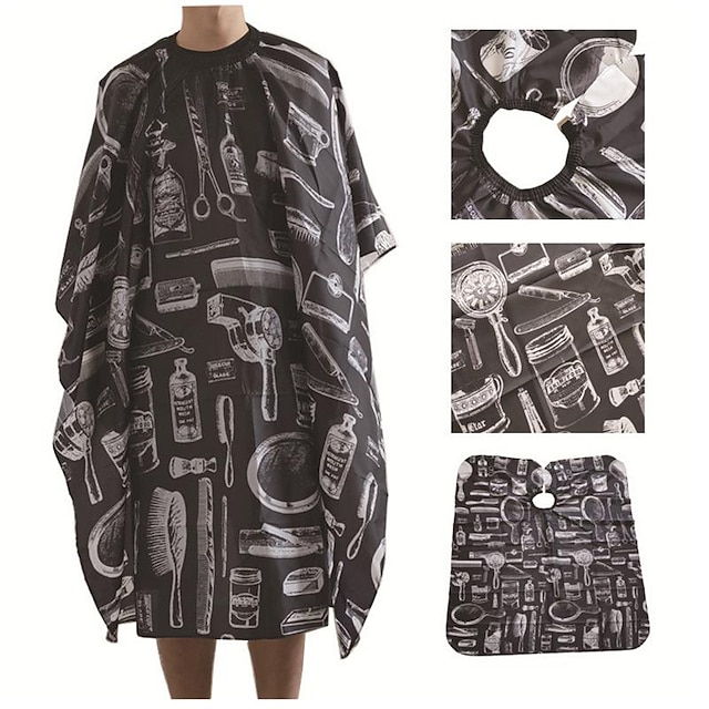  Hair Cutting Apron - Professional Hairdressing Accessories - Dyeing Styling Aid - Barbers Cape -Patterned Black  for Salons Barbers and Hairdressers