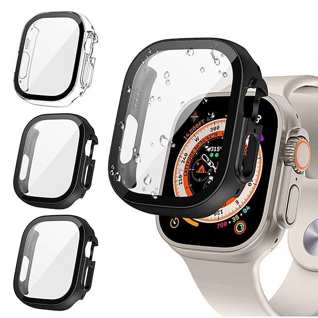  3 pachet Husa ceas cu Protector de ecran Compatibil cu Apple Watch Ultra 49mm / Series 8 7 41mm 45mm / Series 6 5 4 SE 40mm 44mm / Series 3 2 1 38mm 42mm Protectie de jur imprejur HD Clear Sticl