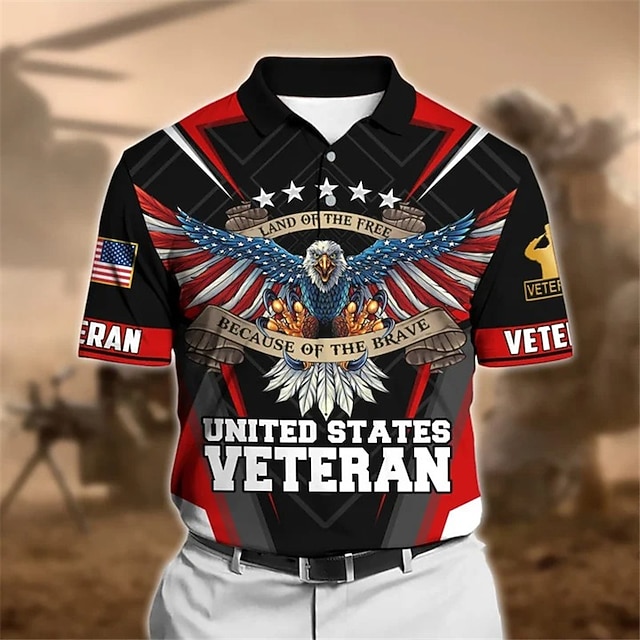 Men's Lapel Polo Button Up Polos Polo Shirt Golf Shirt Letter Graphic