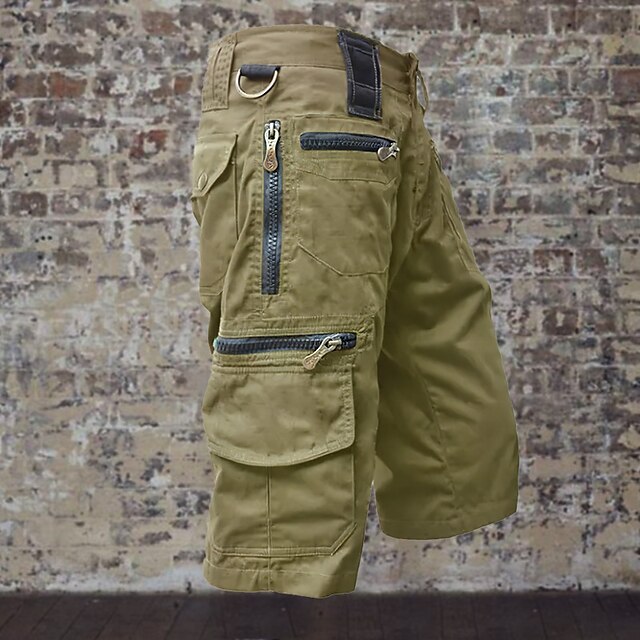  Men's Cargo Shorts Shorts Summer Shorts Plain Zipper Pocket Multi Pocket Short Wearable Cotton Blend Outdoor Casual Daily Fashion Designer Black Brown