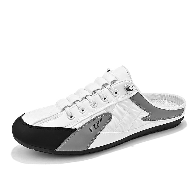  Men's Clogs & Mules Sporty Look Half Shoes Walking Casual Athletic PU Breathable Loafer Black White Gray Summer