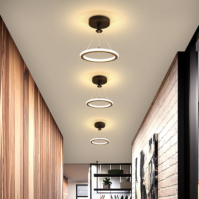  LED Ceiling Light 1-Light 23cm Ring Design Flush Mount Lights Metal Ceilling Light for Corridor Porch Bar Creative Loft Balcony Lamps Warm White/White 110-240V