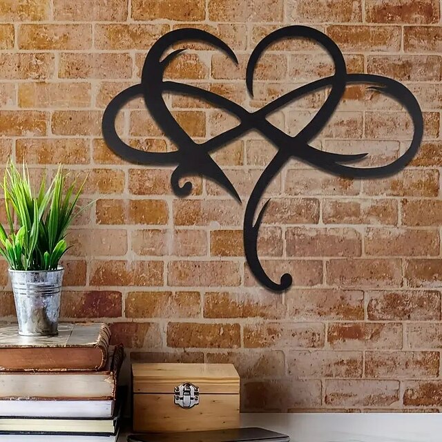 1pc Infinity Heart Black Metal Wall Art Heartshaped Metal Wall Decor