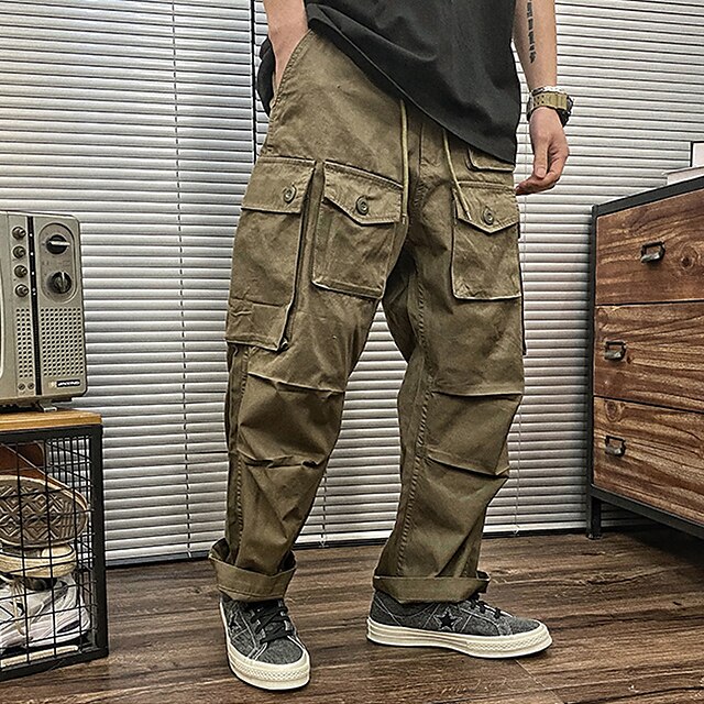  Men's Cargo Pants Cargo Trousers Plain Pocket Comfort Breathable Cotton Blend Outdoor Daily Going out Fashion Casual Army Green