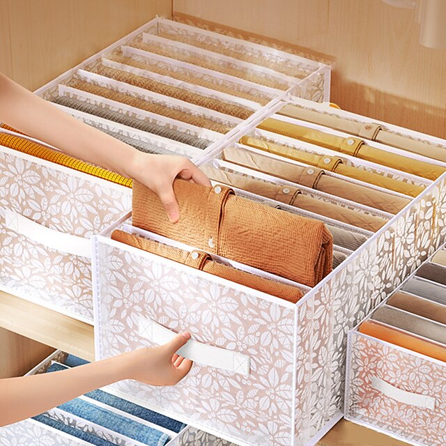 Pants Storage Box, Foldable Clothing Organizer, Wardrobe Clothes Finishing Box, Jeans Divided