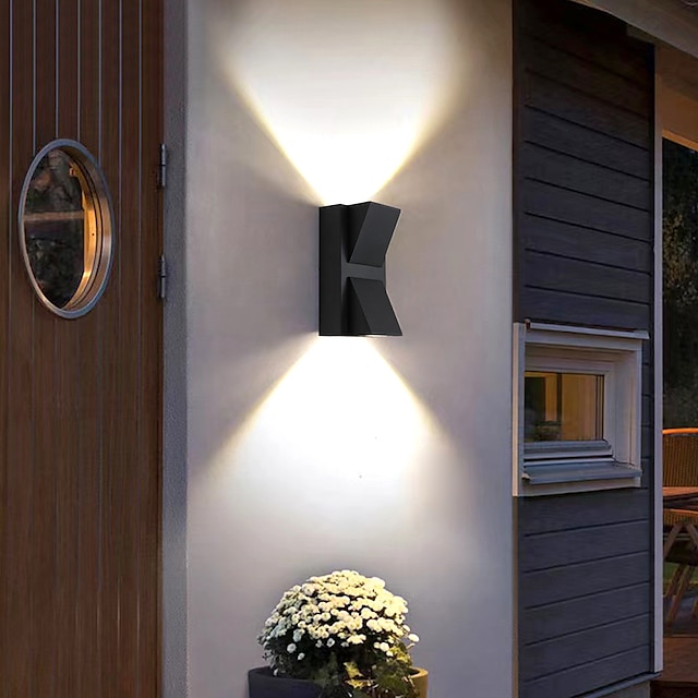  Led Outdoors Wall Lamp 5W 10W Up/Down Lighting Indoor Double-Head Curved Waterproof IP65 Wall Lamp Modern Bedroom Lamp Warm White Light AC85-265V