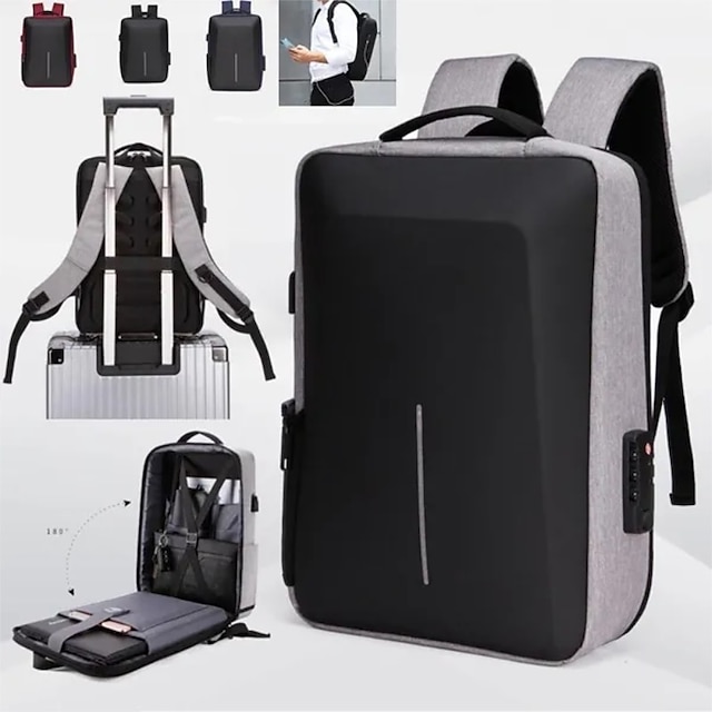 Mochila para ordenador portátil, mochila para hombre, portátil de negocios, mochila impermeable, bolsa de carga USB, mochila de viaje, mochila antirrobo