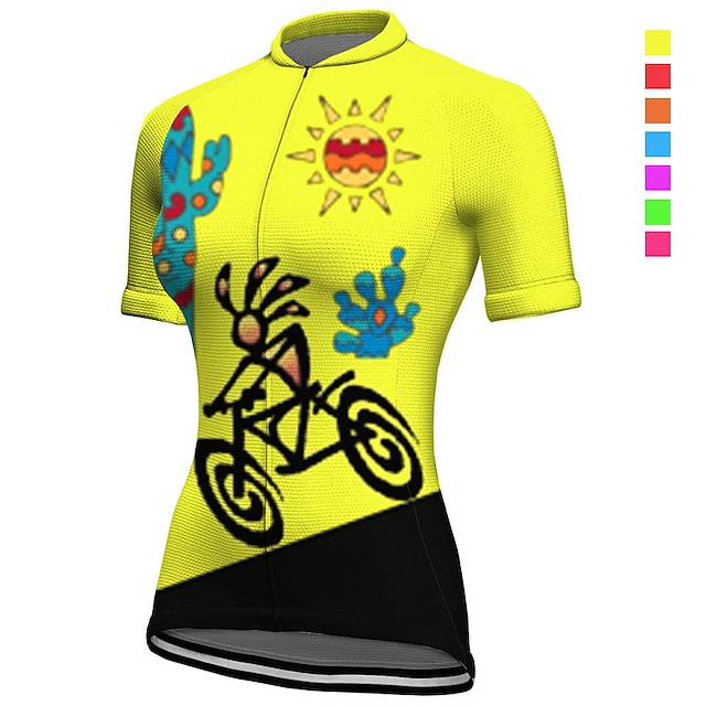 21Grams Women's Cycling Jersey Short Sleeve Bike Top with 3 Rear Pockets Mountain Bike MTB Road Bike Cycling Breathable Quick Dry Moisture Wicking Reflective Strips Violet Yellow Pink Graphic Sports