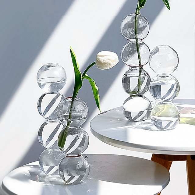 Creative Multiple Glass Ball Connected Vases Simple And Transparent