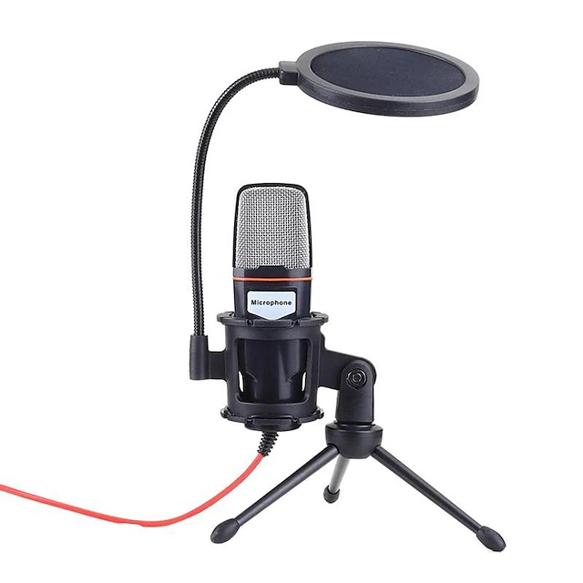 Professional Studio Microphone Wired Condenser Karaoke Mic Computer Microphones Shock Mount3.5mm Cable For PC For Media 6