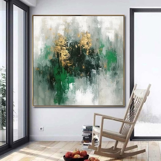  pintura a óleo artesanal lona decoração da arte da parede pintados à mão moderno verde dourado abstrato para decoração de casa rolou pintura não esticada sem moldura