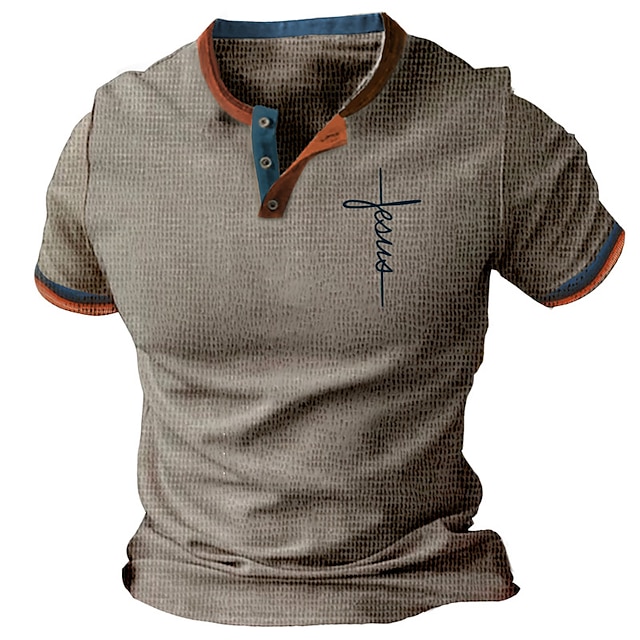 Waffle Henley Men Shirt Graphic Faith Henley Clothing Apparel 3D Print ...