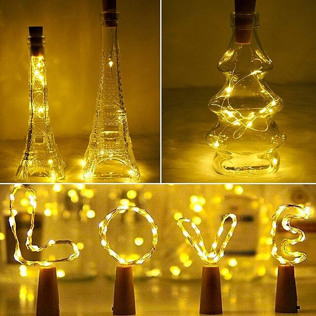  2M 20LEDs Silver Wire Fairy Garland Bottle Stopper For Glass Craft LED String Lights Wedding Christmas New Year Holiday Decoration