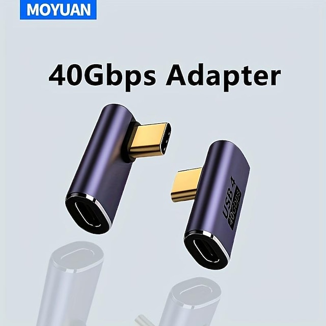  USB C Adapter,90 Degree Right Angle , Type C Male To Female Adapter Extender Support 100W Fast Charging 40Gbps Data Transfer 8K@60Hz Video Output For Laptops, Tablets, Mobile Phones