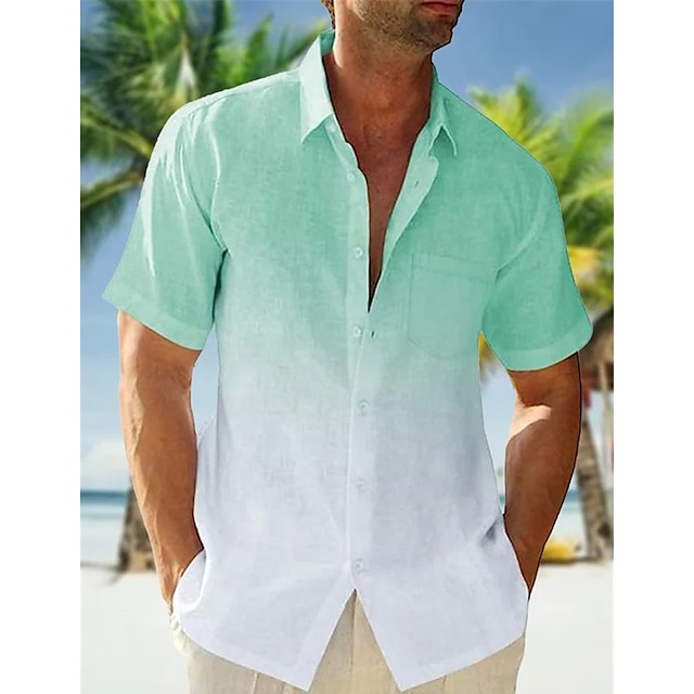  Men's Shirt Button Up Shirt Casual Shirt Summer Shirt Beach Shirt Pink Navy Blue Blue Gradient Short Sleeve Summer Lapel Casual Daily Clothing Apparel
