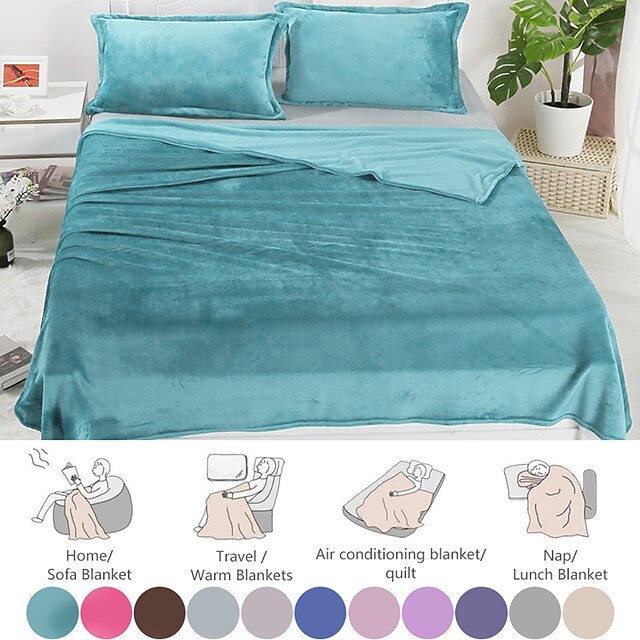 Pure Color Summer Flannel Blanket Skinfriendly And Comfortable Flannel