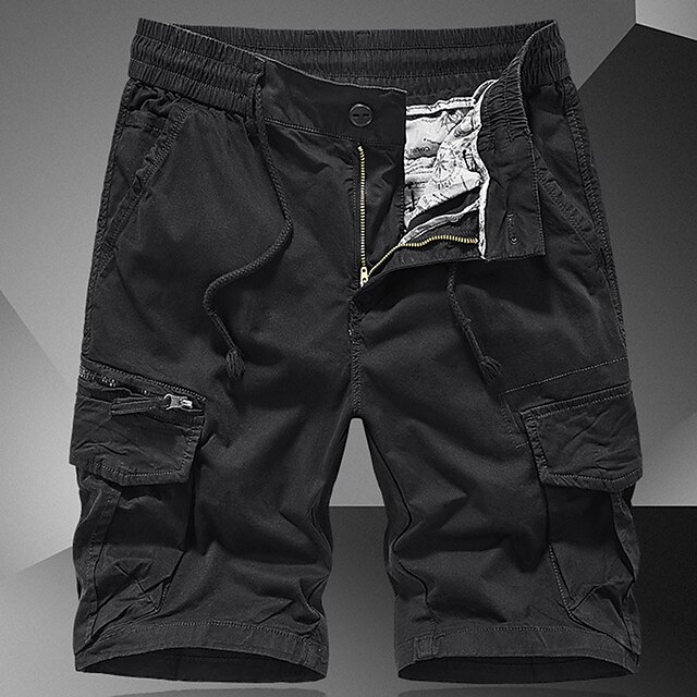 Men's Cargo Shorts Hiking Shorts Zipper Pocket Plain Comfort Breathable