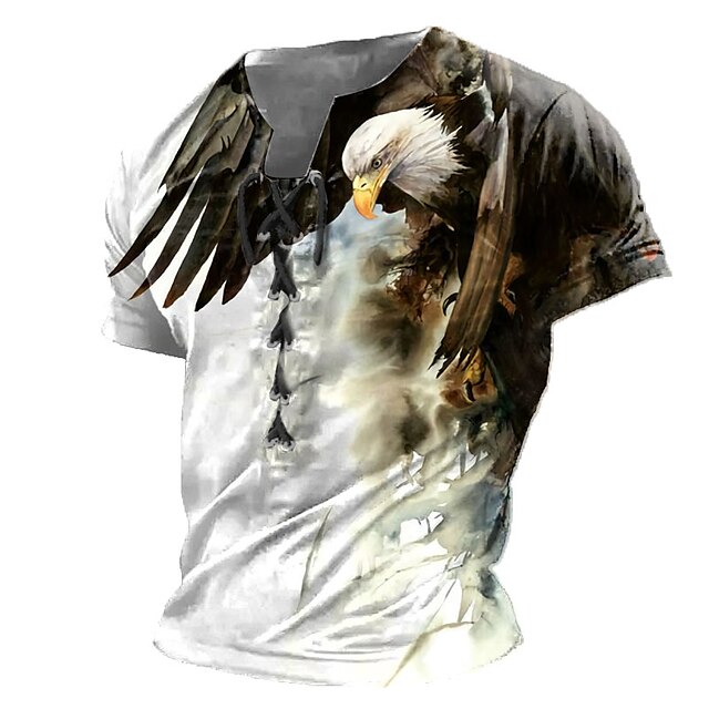  Bărbați Tricou Grafic Animal Vultur Guler de stand Îmbrăcăminte Tipărire 3D Zilnic Sport Ieșire Manșon scurt Cu Șiret Imprimeu Poliester Epocă Modă Designer