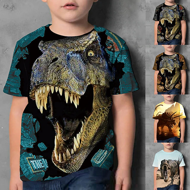 Boys 3D Animal Color Block 3D Print T shirt Tee Short Sleeve 3D Print Summer Streetwear Basic Kids 3-12 Years 16